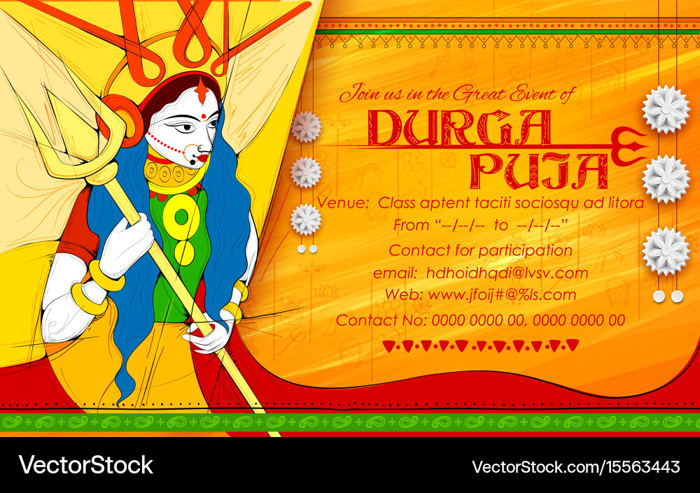 Goddess Durga - Happy Dussehra Celebration Vector Image