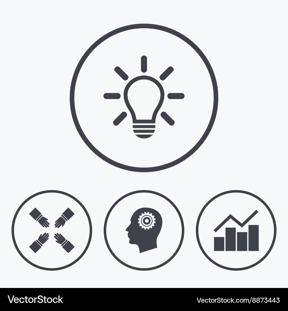 Lamp idea graph chart diagram head with gear Vector Image