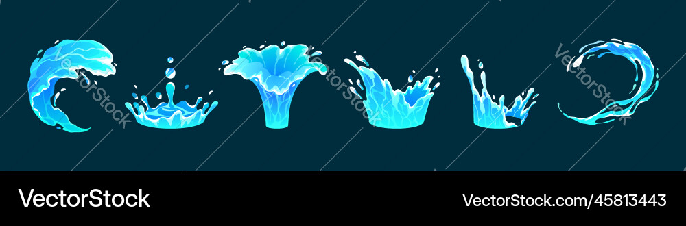 Liquid water splashes falling aqua drops Vector Image