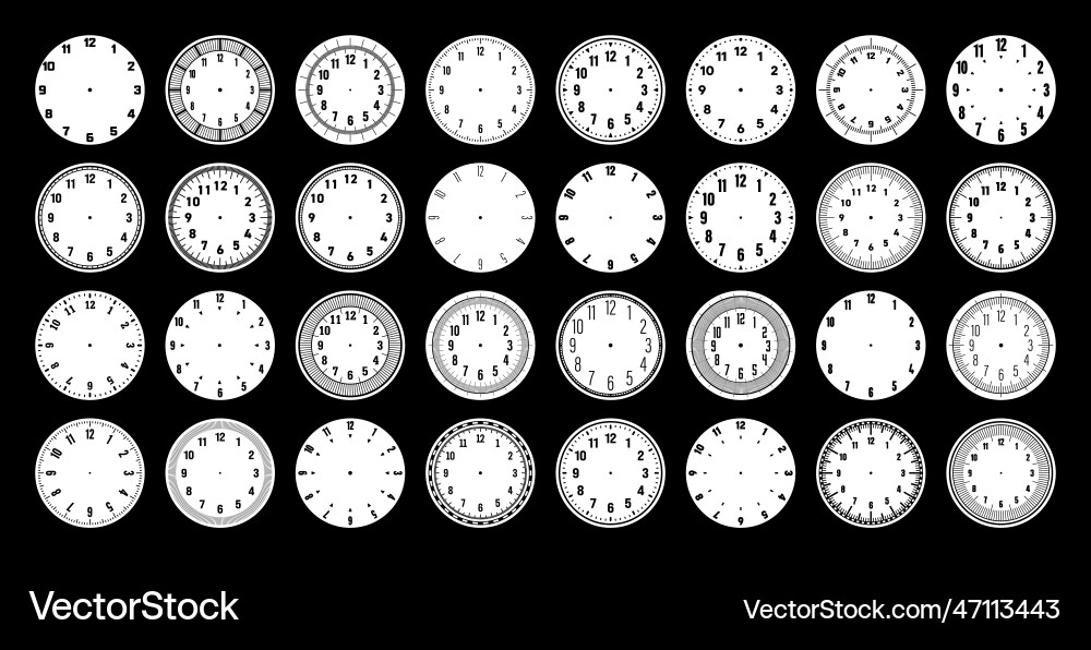 Mechanical clock faces watch dial with numerals Mechanical clock faces watch dial with numerals vector image