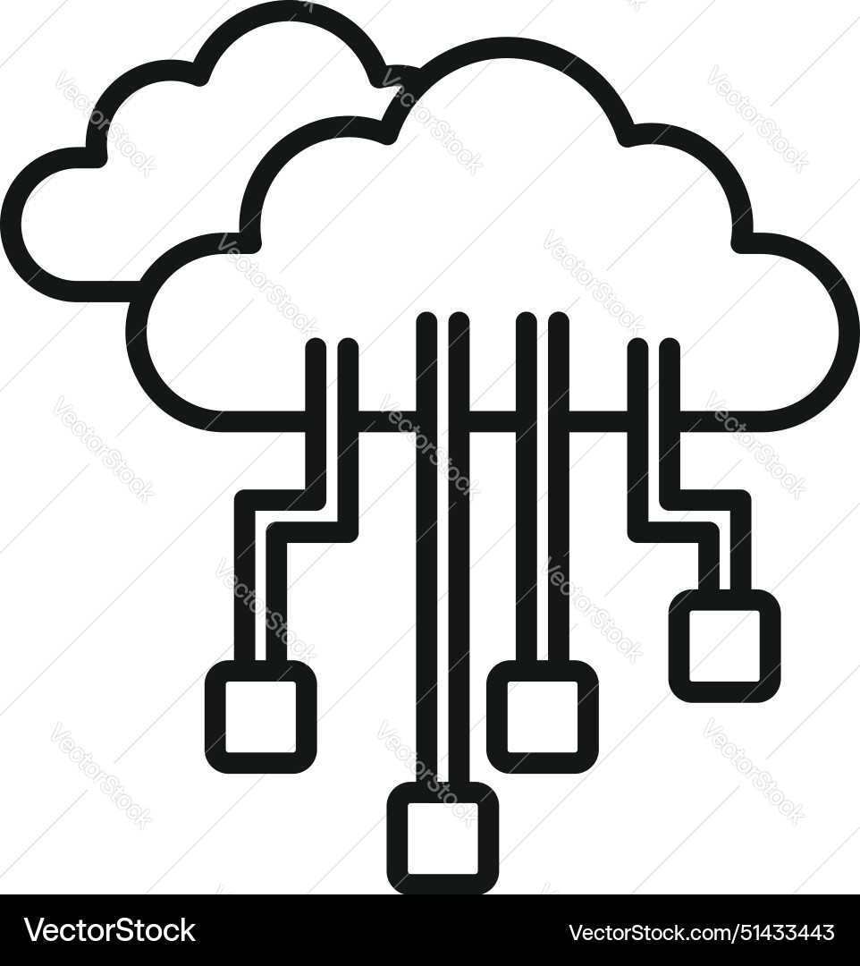 Minimalist line art of a cloud connected to data Minimalist line art of a cloud connected to data vector image