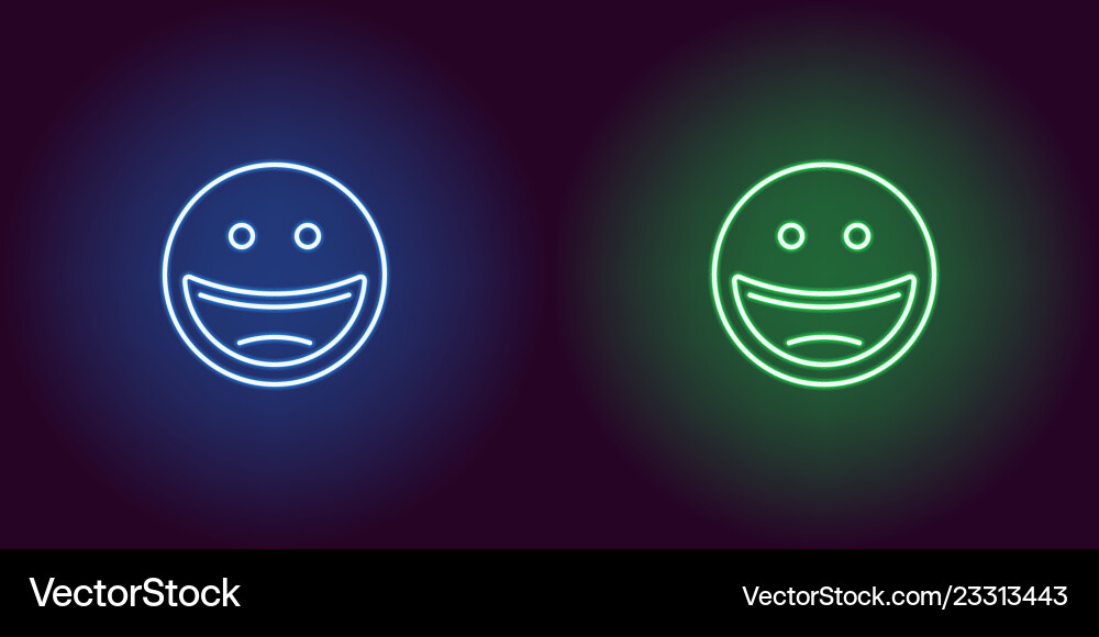 Neon of laughing emoji icon Neon of laughing emoji icon vector image