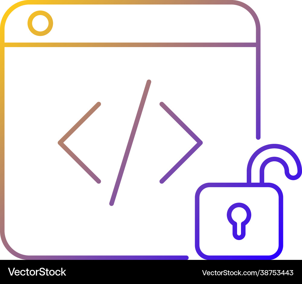 Open source code platforms gradient linear icon Open source code platforms gradient linear icon vector image