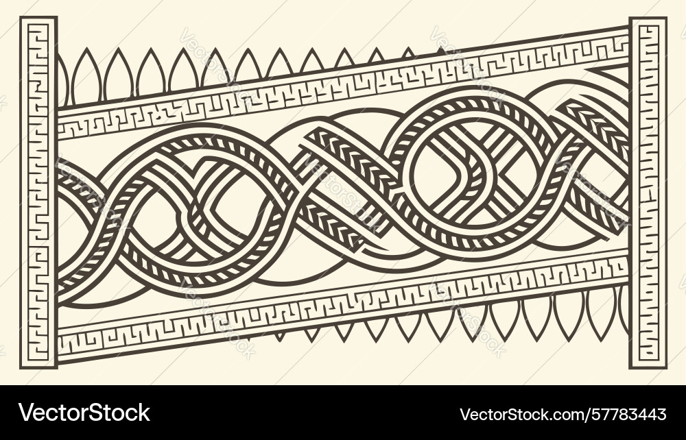 Ornate celtic knot pattern border with textured vector image