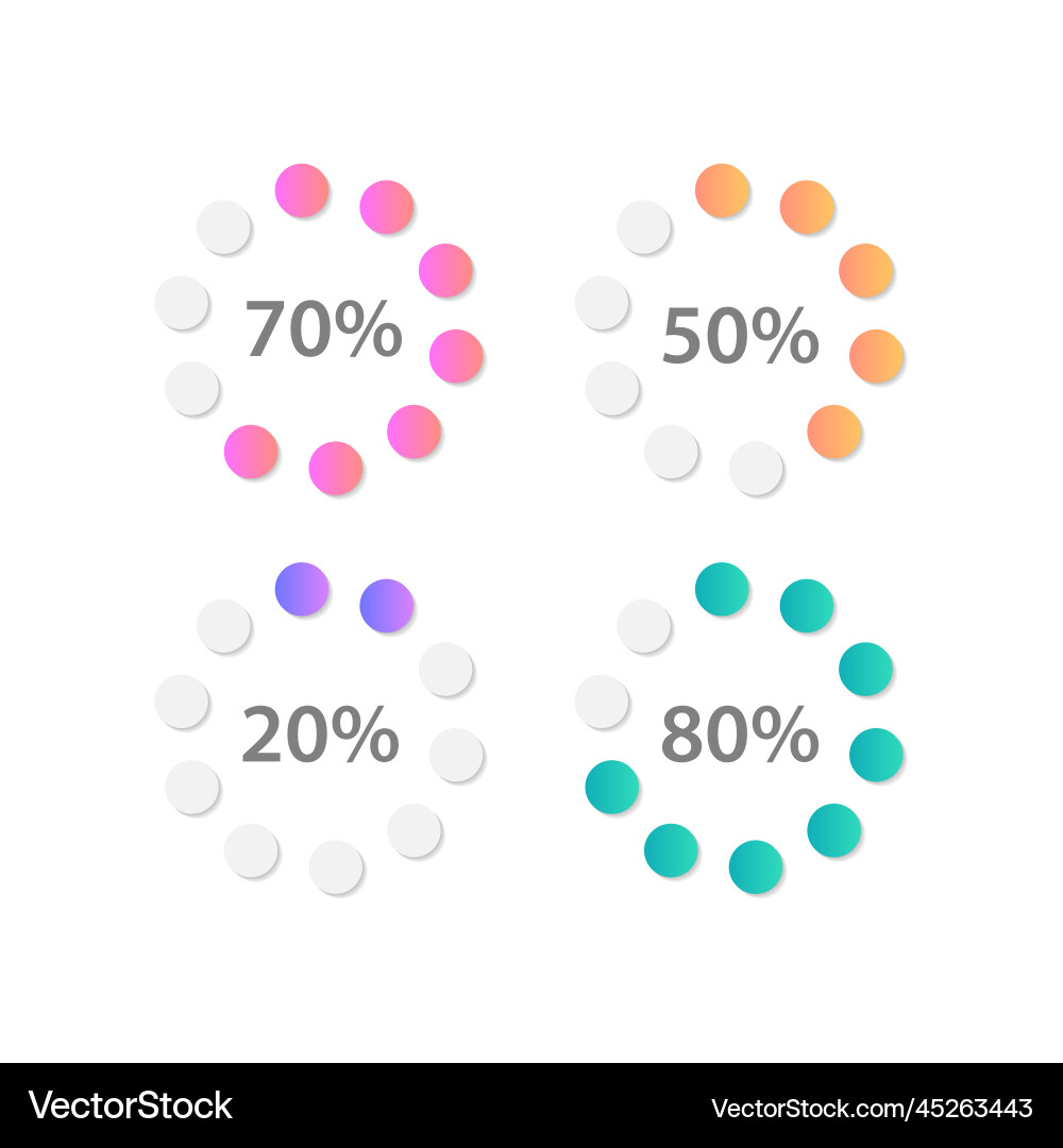 Radial gradient progress infographic chart design Radial gradient progress infographic chart design vector image