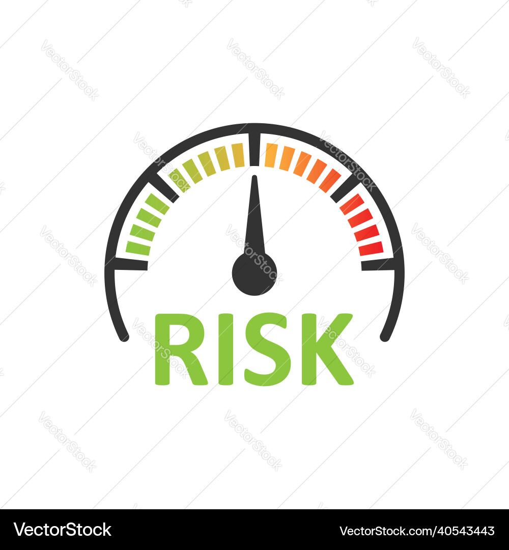 Risk meter icon in flat style rating indicator Risk meter icon in flat style rating indicator vector image