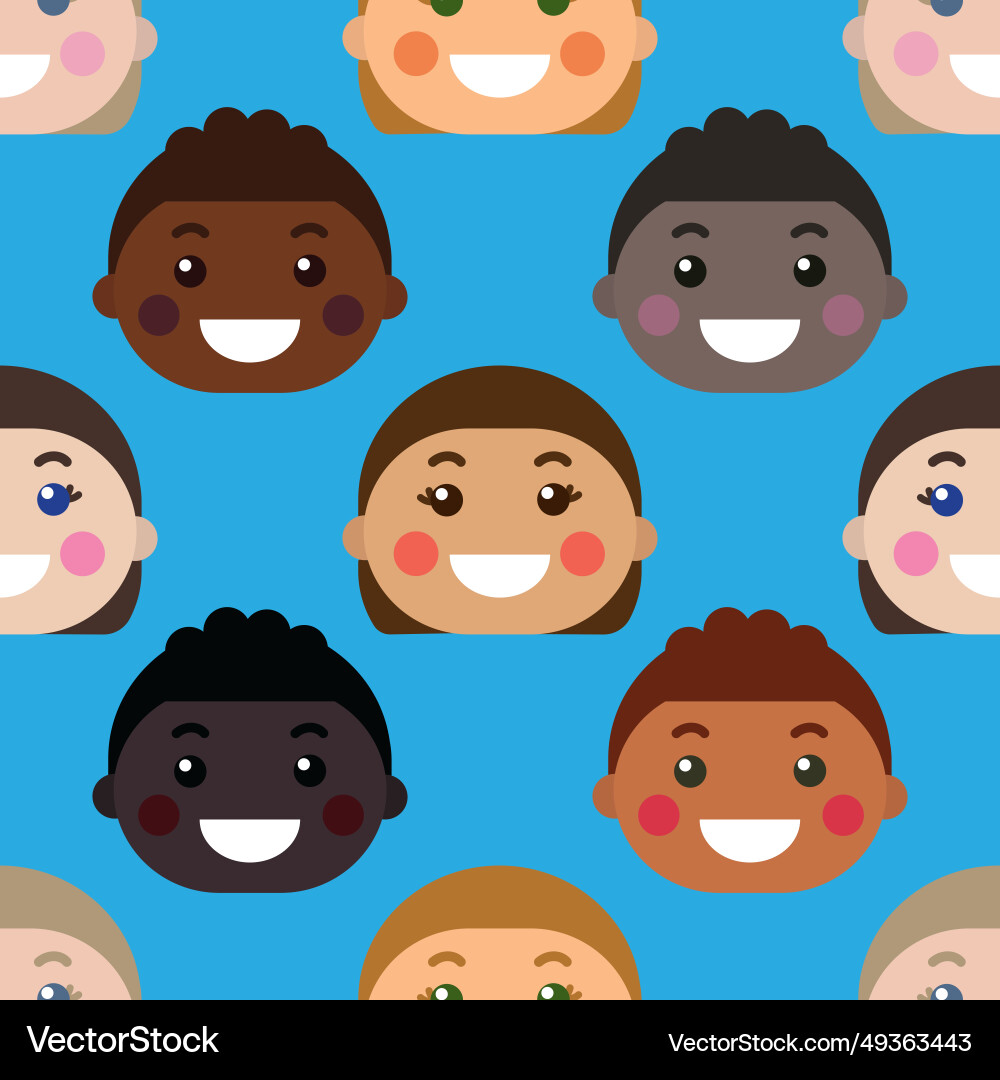 Seamless pattern with smiling children faces Seamless pattern with smiling children faces vector image