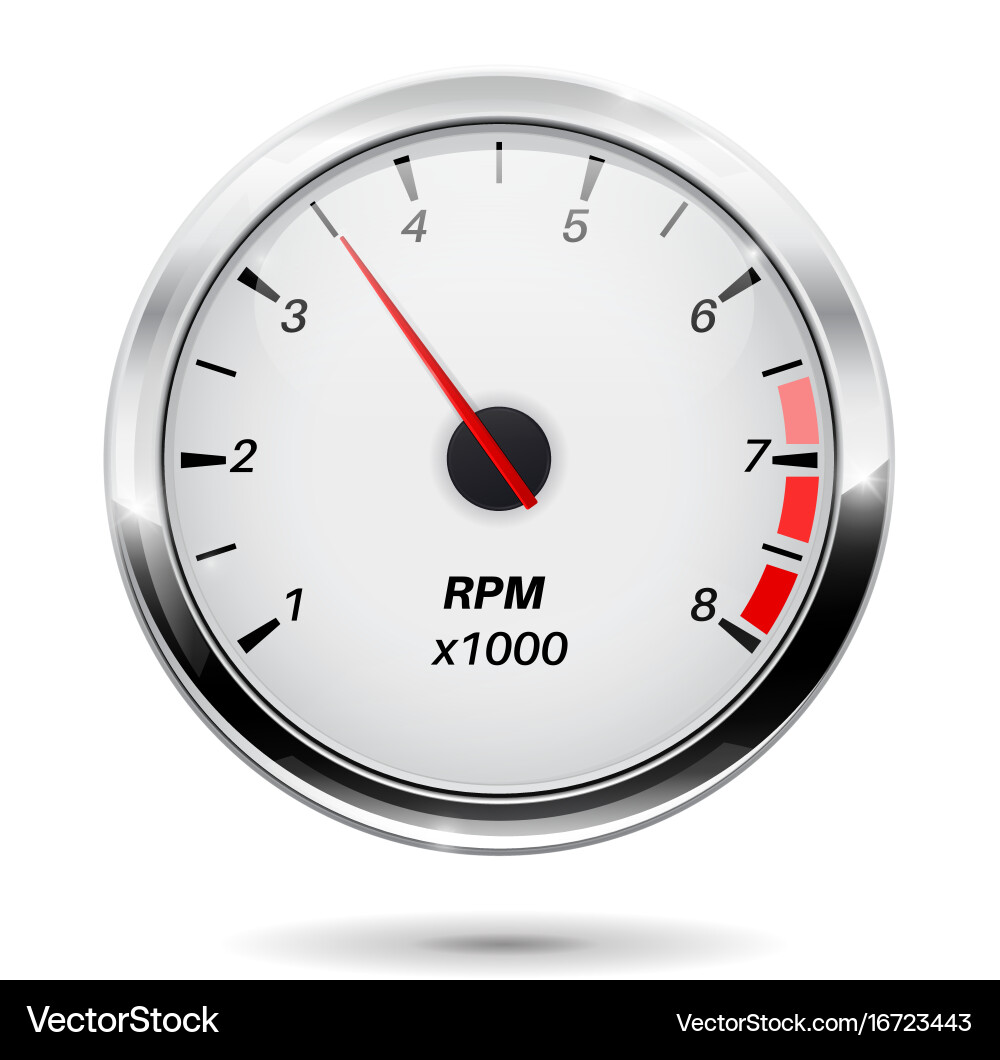 Tachometer round gauge with chrome frame Vector Image