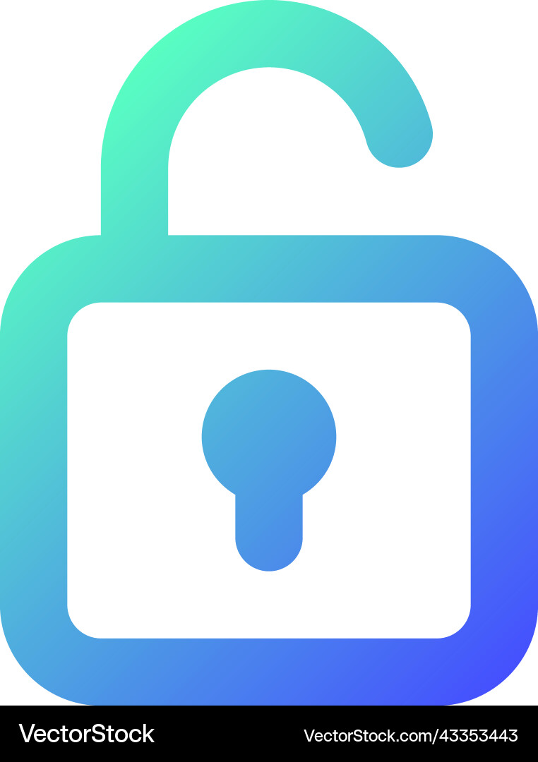 Unlocked padlock pixel perfect gradient linear ui vector image