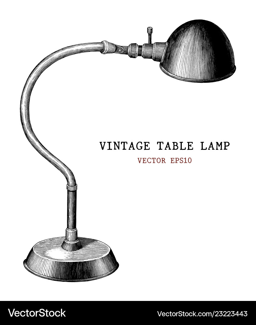 Vintage table lamp hand draw engraving Vector Image