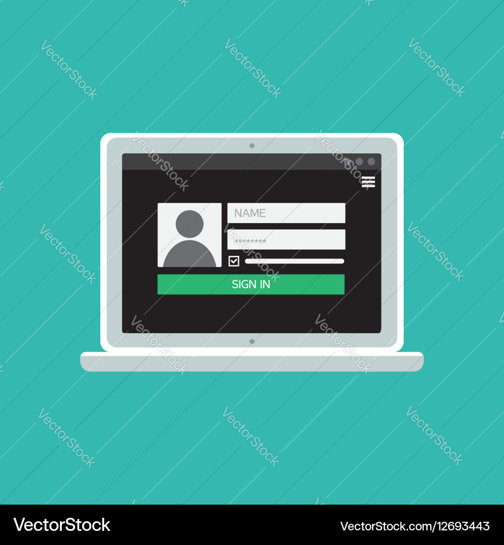 Web template of notebook login form Vector Image