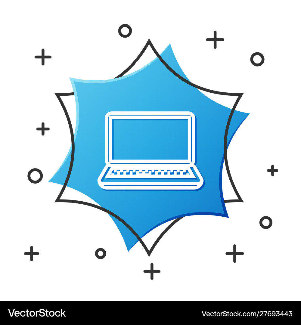 White line laptop icon isolated on White line laptop icon isolated on vector image