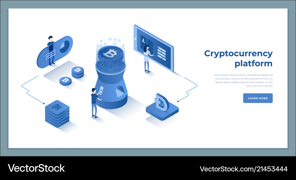 Cryptocurrency exchange and blockchain isometric Cryptocurrency exchange and blockchain isometric vector image