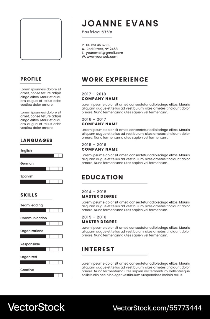 Curriculum template with minimalist style Vector Image