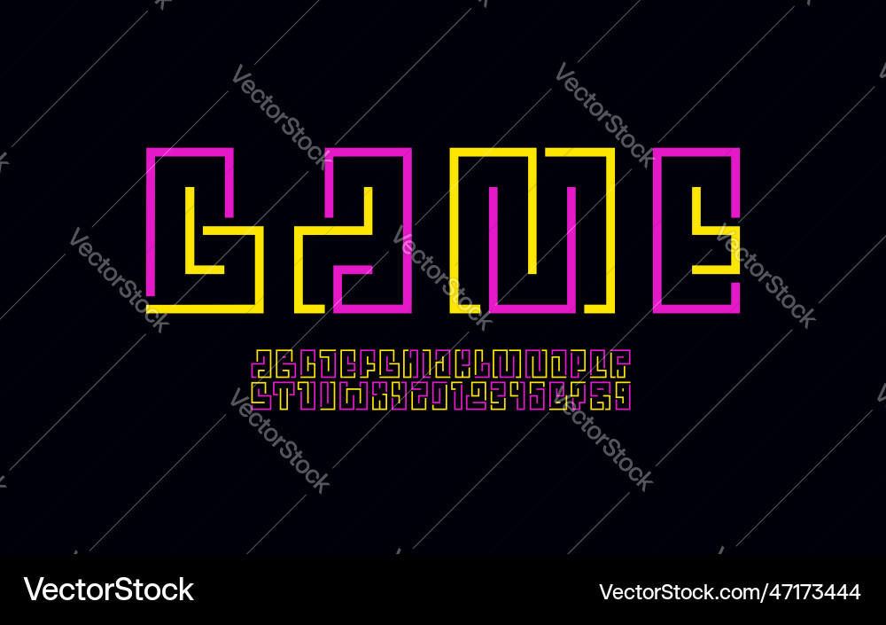 Digital font bright alphabet from segment line Digital font bright alphabet from segment line vector image