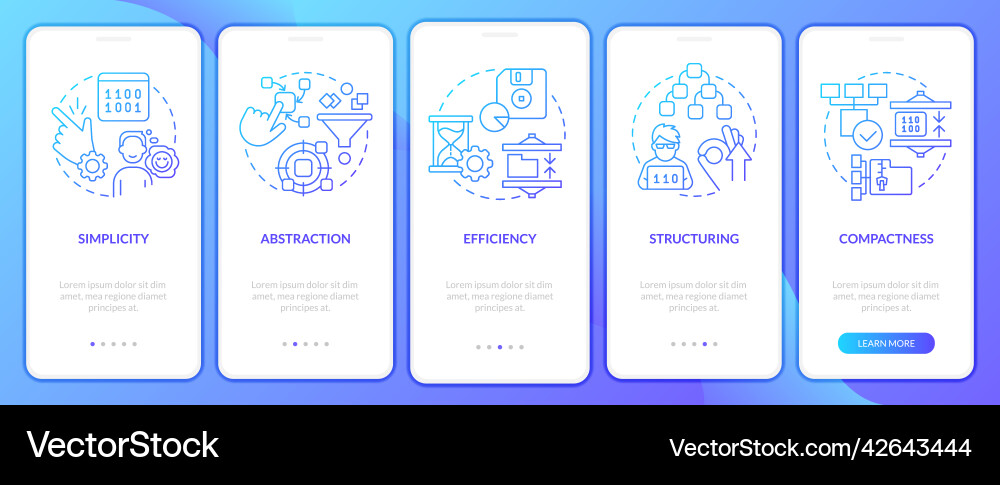 Features of programming languages blue gradient Features of programming languages blue gradient vector image