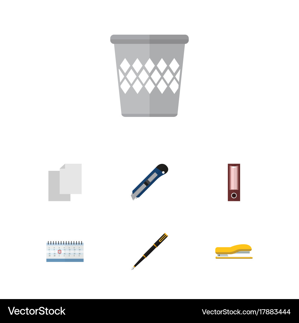 Flat icon tool set of nib pen date block vector image