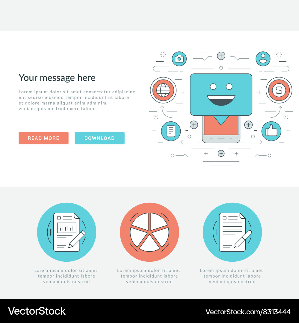 Flat line business concept web site header Vector Image