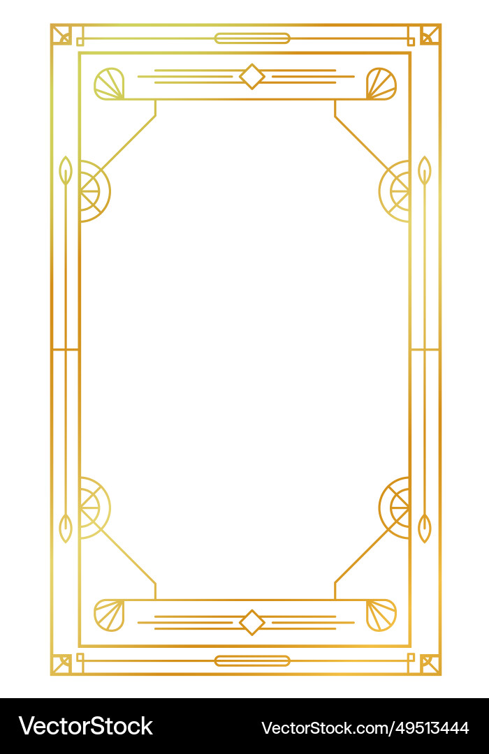 Geometric art deco style gold frame for print vector image