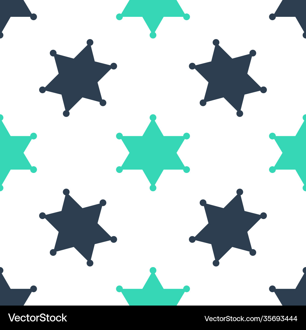 Green hexagram sheriff icon isolated seamless Green hexagram sheriff icon isolated seamless vector image