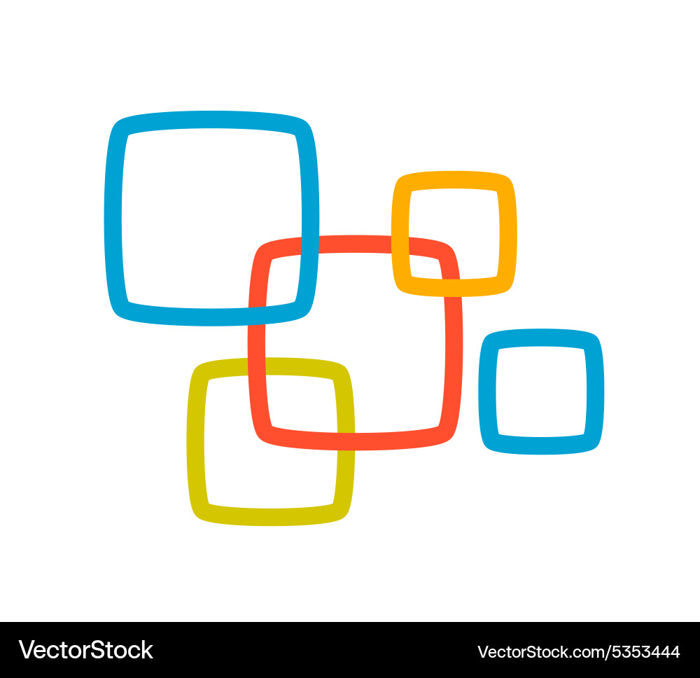 Linear of color set squares on white background vector image