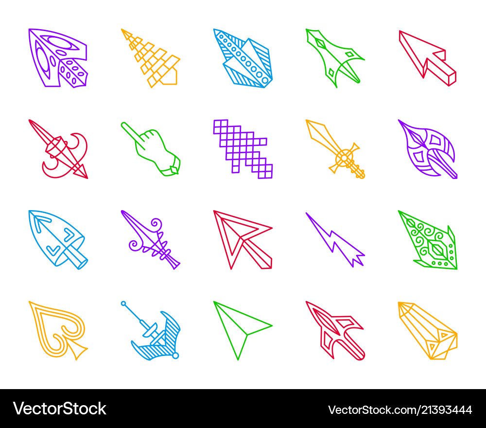 Maus Cursor einfache Farbzeile Icons gesetzt Maus Cursor einfache Farbzeile Icons gesetzt vektorbild
