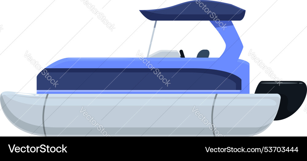 Modern blue pontoon boat with canopy floating Vector Image