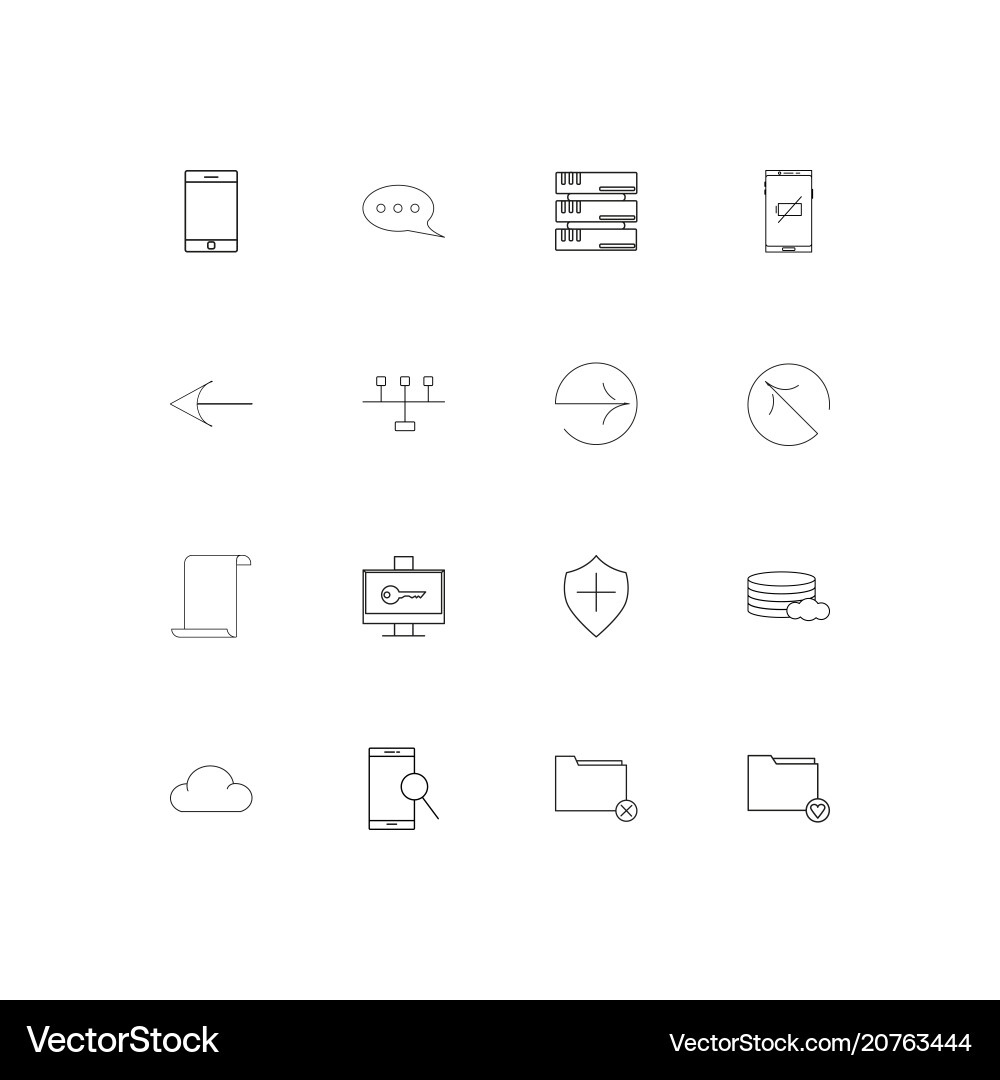 Network and database linear thin icons set vector image