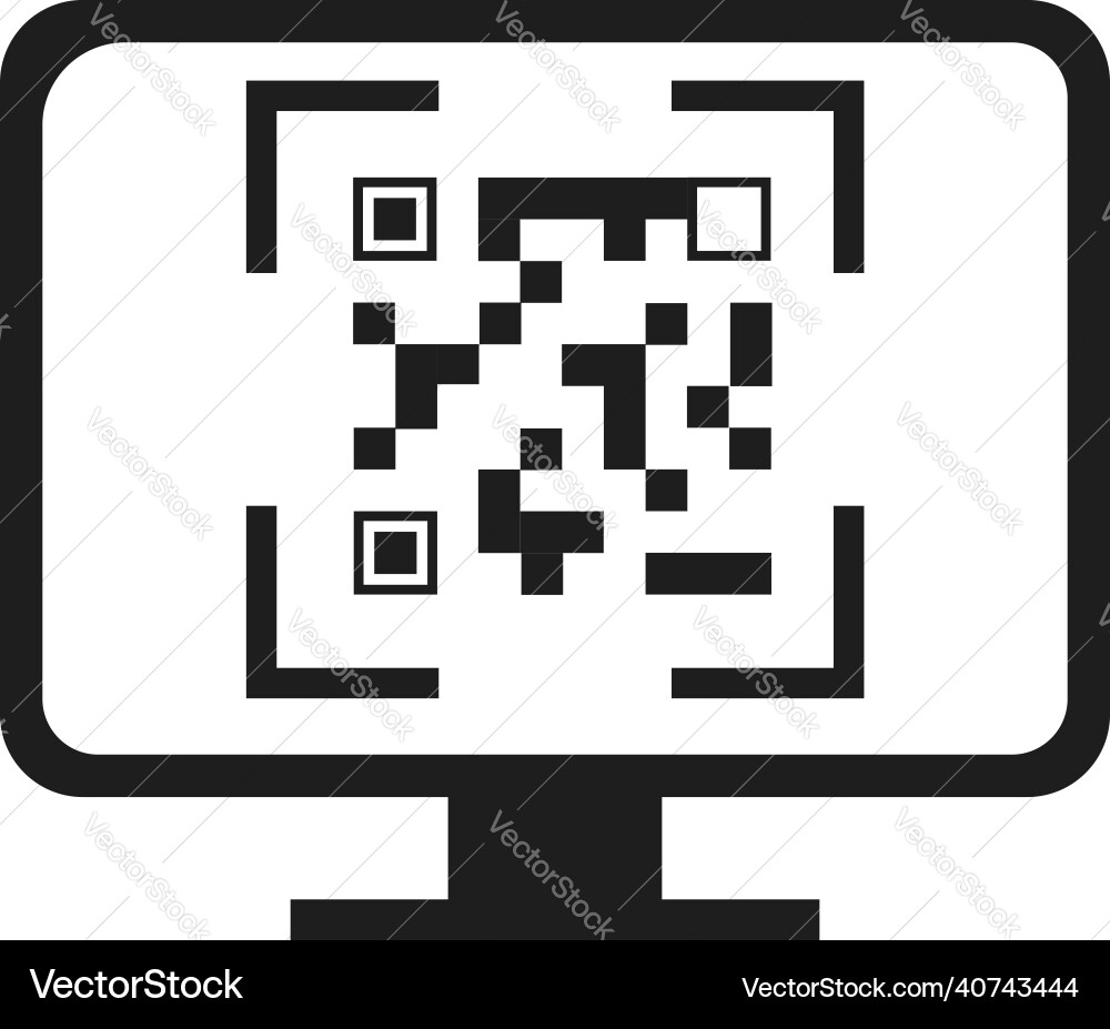 Qr code on the computer screen image Qr code on the computer screen image vector image
