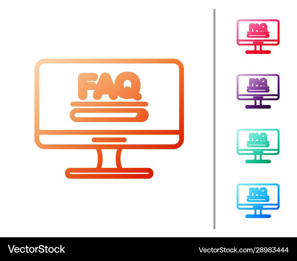 Red line computer monitor with text faq Red line computer monitor with text faq vector image