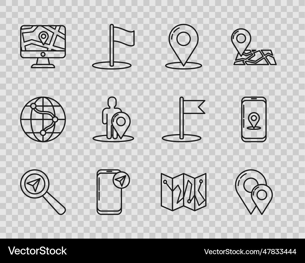 Set line search location map pin infographic Set line search location map pin infographic vector image