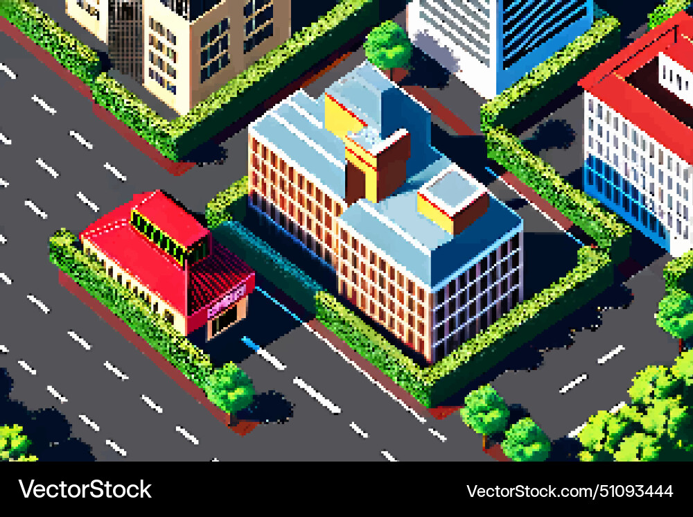 Three-dimensional projection pixel 8-bit art view vector image