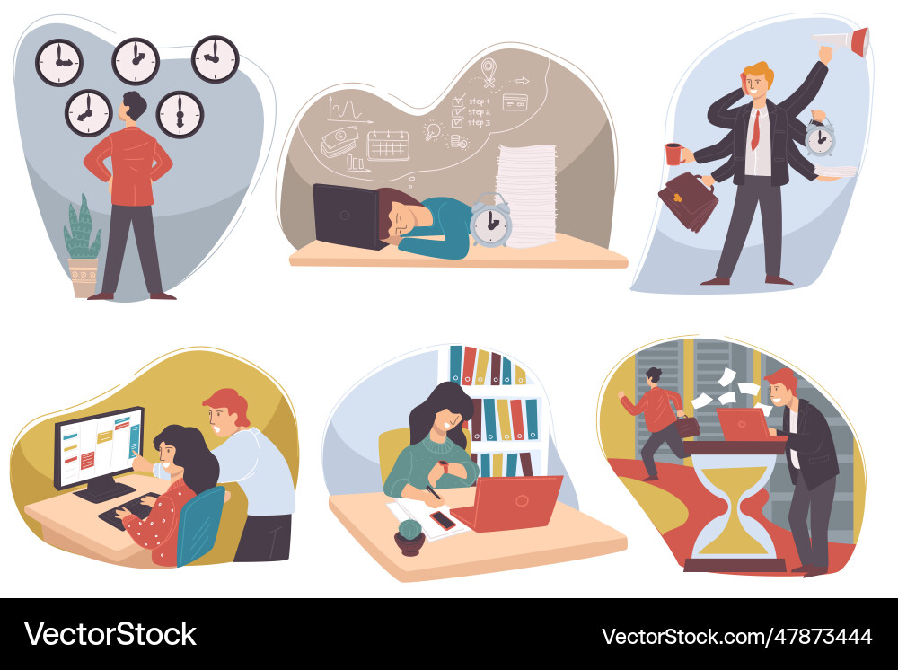 Time management and multitasking in own business Time management and multitasking in own business vector image