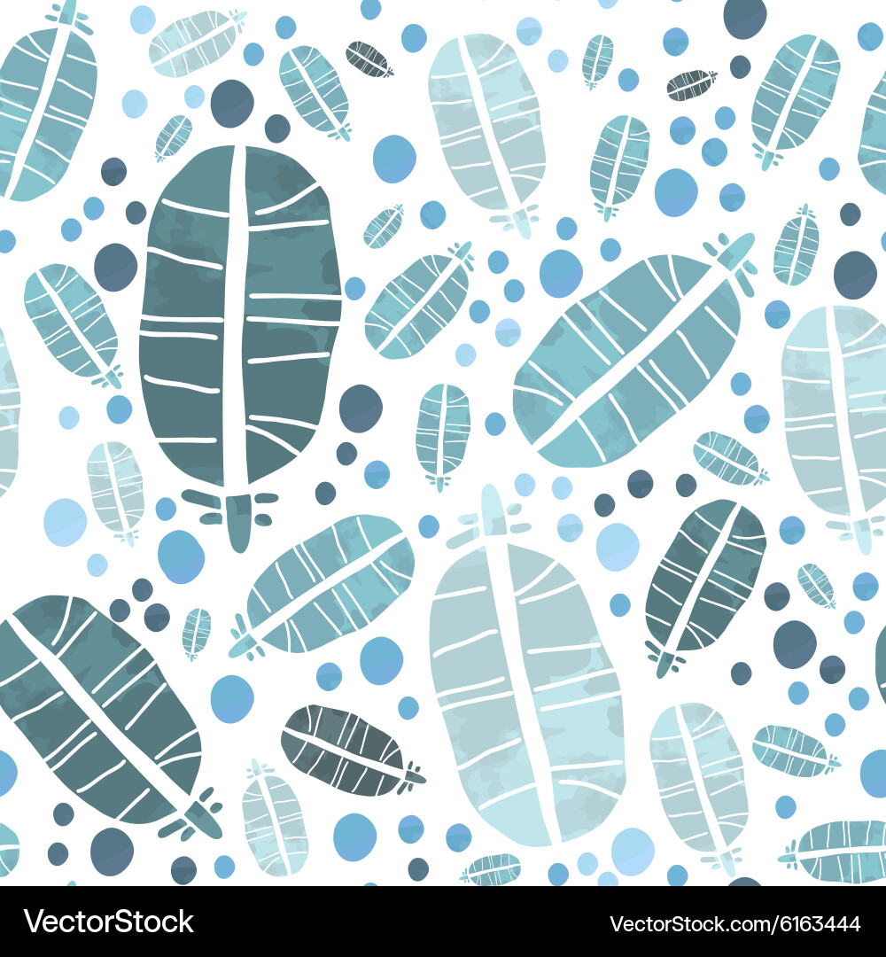 Watercolor pattern with feathers and blobs Vector Image