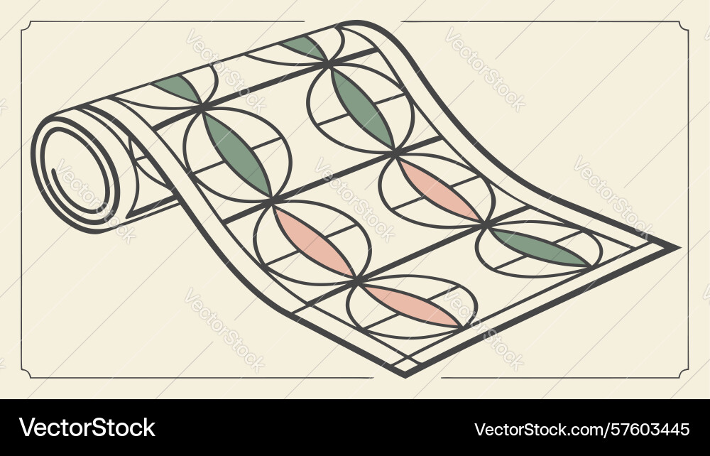 Abstract roll of patterned fabric textile design vector image