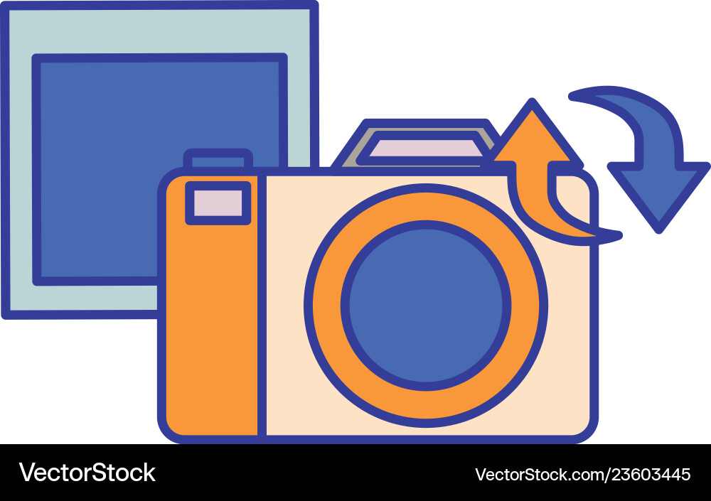 Camera with set icons isolated icon Camera with set icons isolated icon vector image