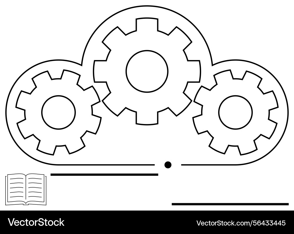 Cloud computing concept with gears and open book Cloud computing concept with gears and open book vector image