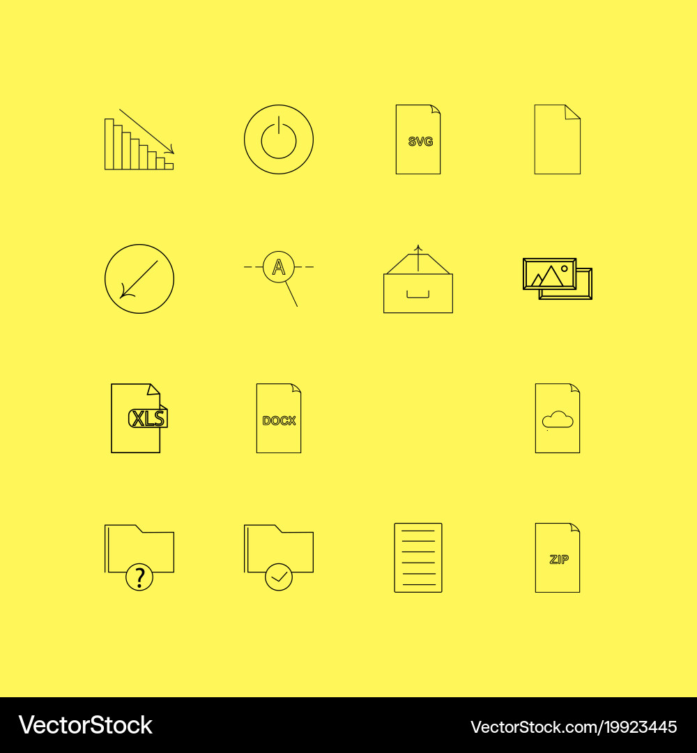 Files and folders linear icon set simple outline Vector Image