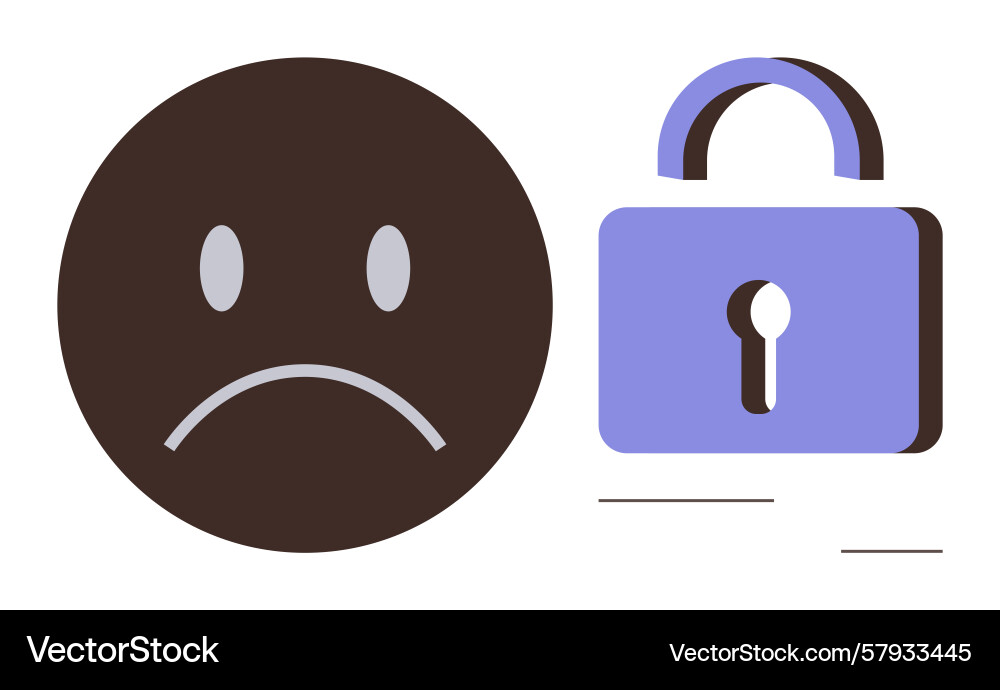 Frowning face with closed lock representing Frowning face with closed lock representing Vector Image