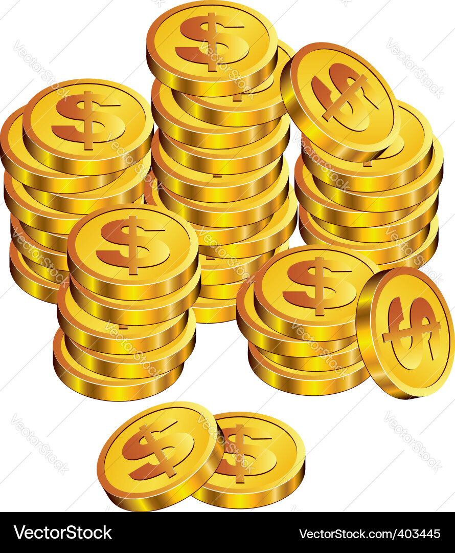 Golden coins Royalty Free Vector Image - VectorStock