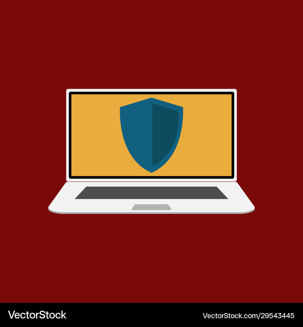 Image a notebook with shield protected Image a notebook with shield protected vector image