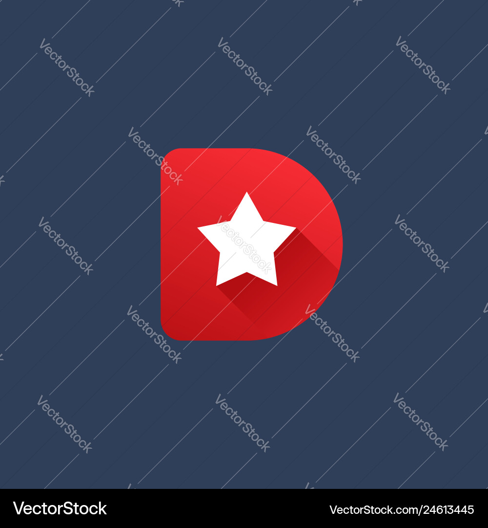 Letter D Star Icon - Logo Template Vector Image