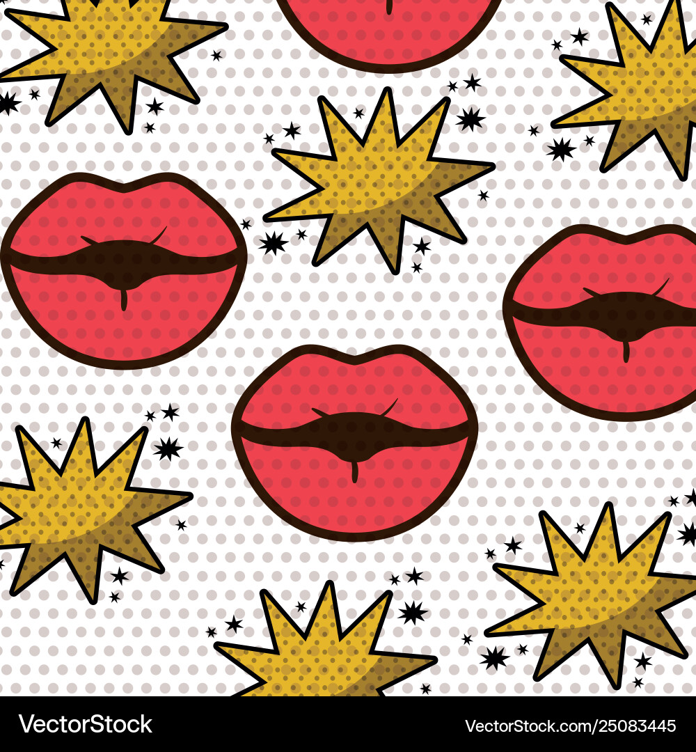Lips with speech bubble pattern isolated icon Vector Image
