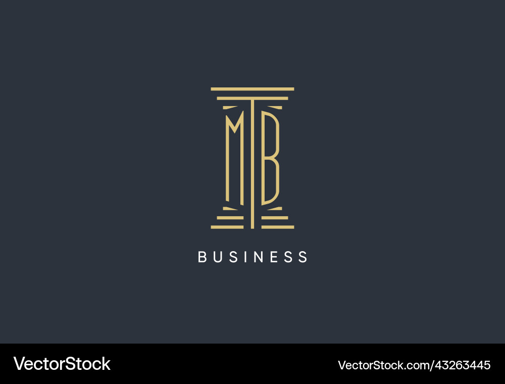 Mb initial monogram with pillar shape logo design Vector Image