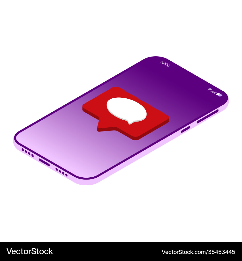 Message icons on a red pin phone screen Message icons on a red pin phone screen Vector Image