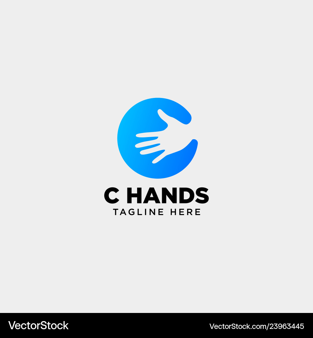 Minimal C Hand Initial Logo Vector Image