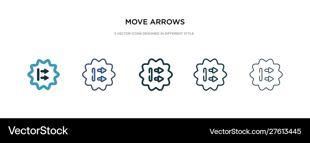 Move arrows icon in different style two colored Vector Image