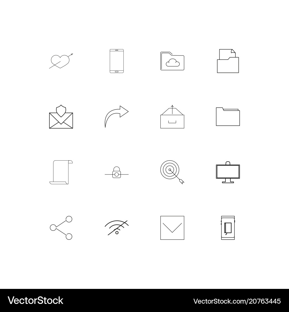 Network and database linear thin icons set vector image