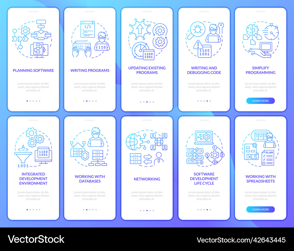 Programmer skills blue gradient onboarding mobile vector image