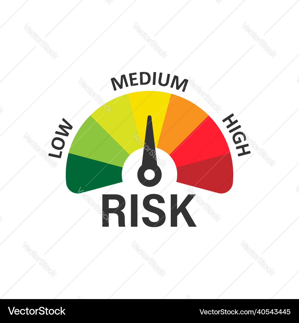 Risk meter icon in flat style rating indicator Risk meter icon in flat style rating indicator vector image